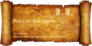 Matics Marianna névjegykártya